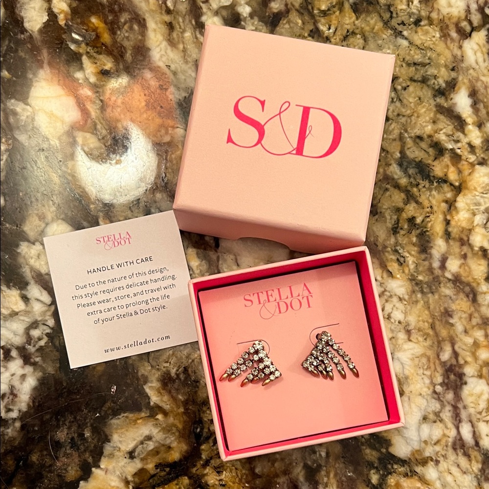 Stella & Dot Silver and Black Earrings